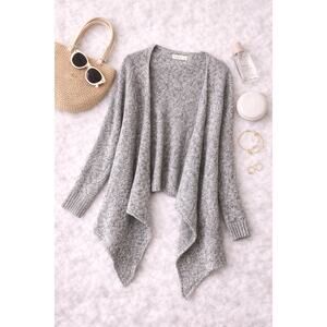 Abercrombie & Fitch Kids Open Front Wrap Sweater Handkerchief Hem Gray Size L